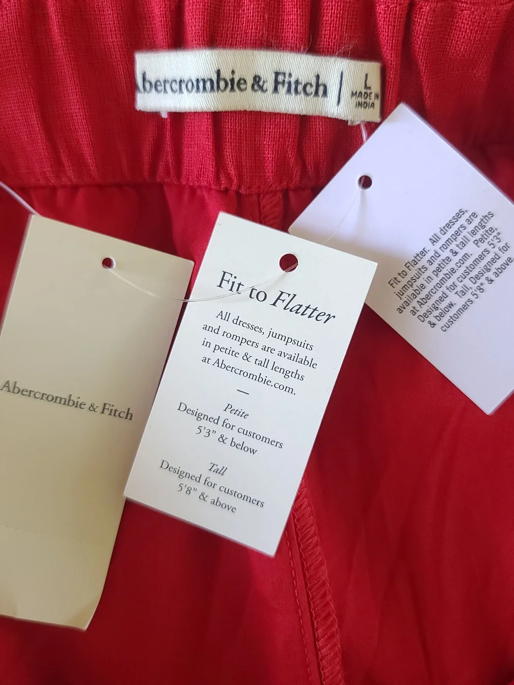 Abercrombie & Fitch Linen-Blend Button Dress Skort Vivid Red Size LG NWT